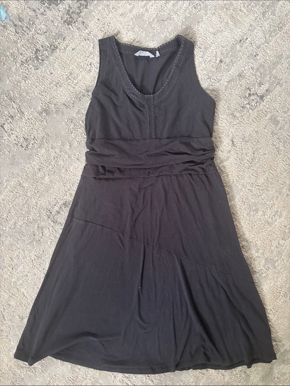 Athleta Black Sleeveless Mini Dress with Ruched Waist